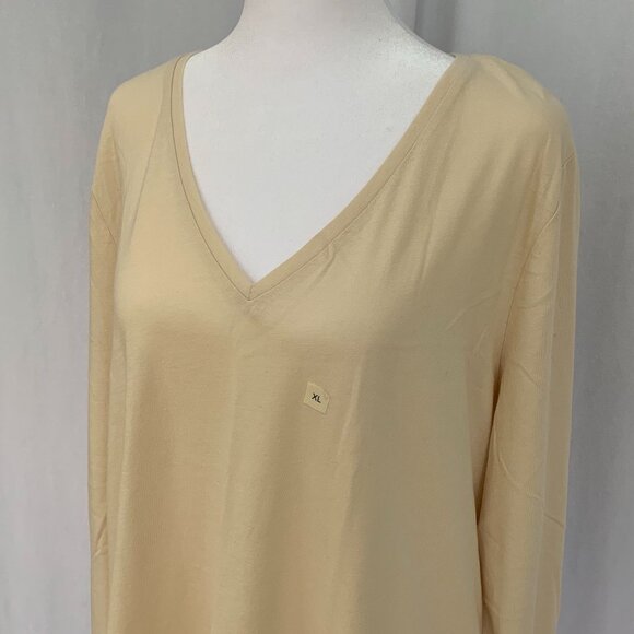 LOFT Cotton V-neck Long Sleeve Tee - Picture 1 of 12